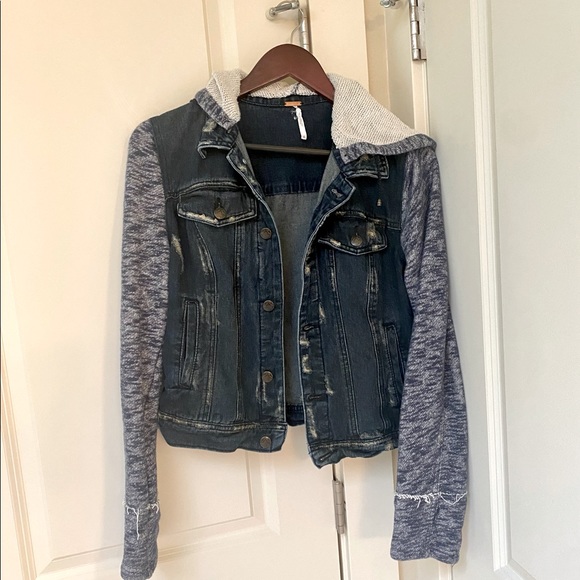 Free People Hooded Denim Jacket - Picture 1 of 6
